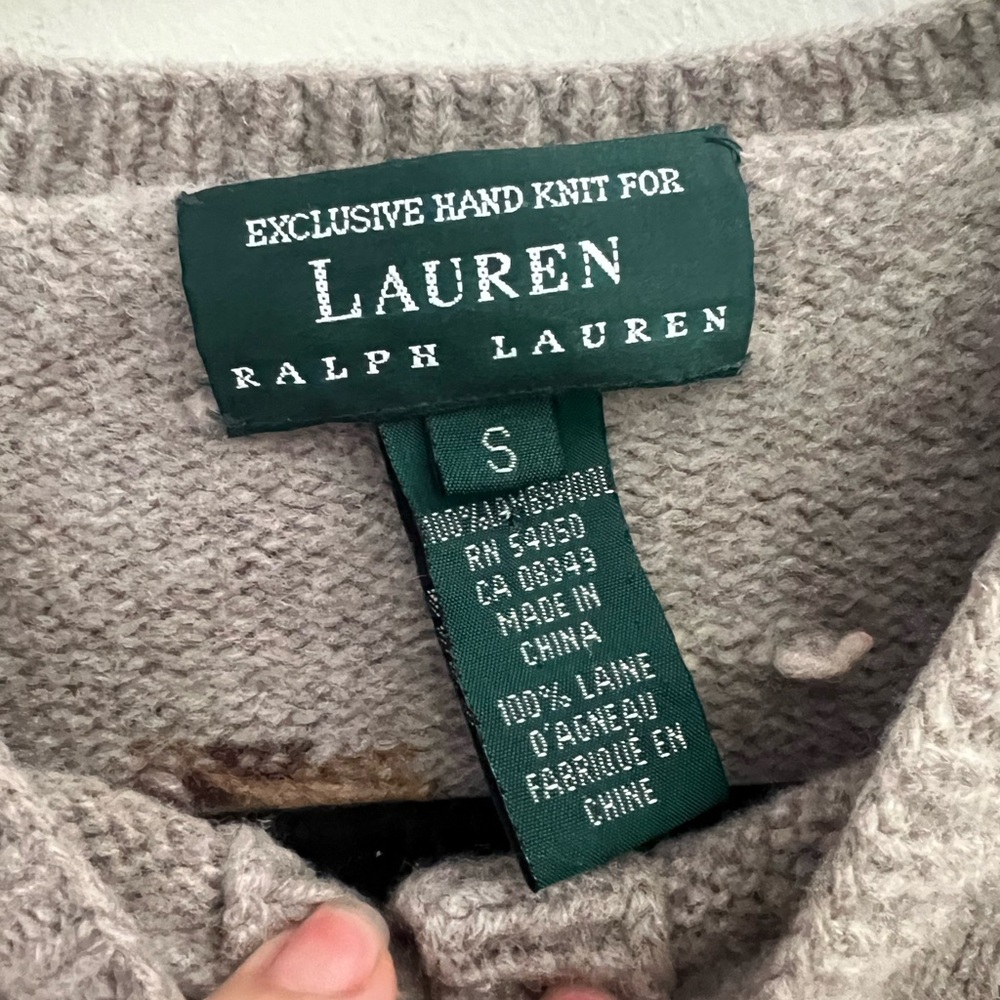 Lauren Ralph Lauren Taupe & Multicolor Embroidered Duck Cardigan - Picture 7 of 11